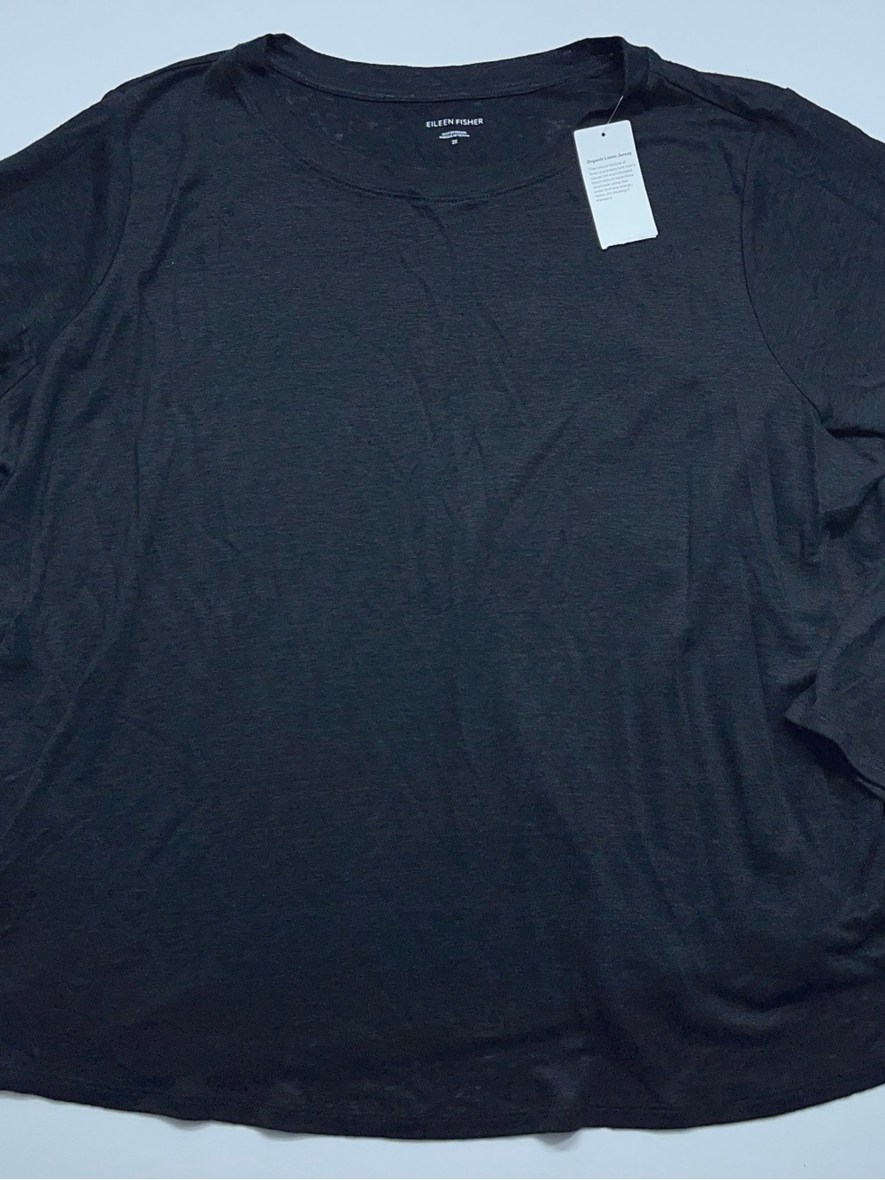Eileen Fisher Organic Linen Jersey Crew Neck Long Sleeve Tee Womens 2X in Black - Picture 14 of 14